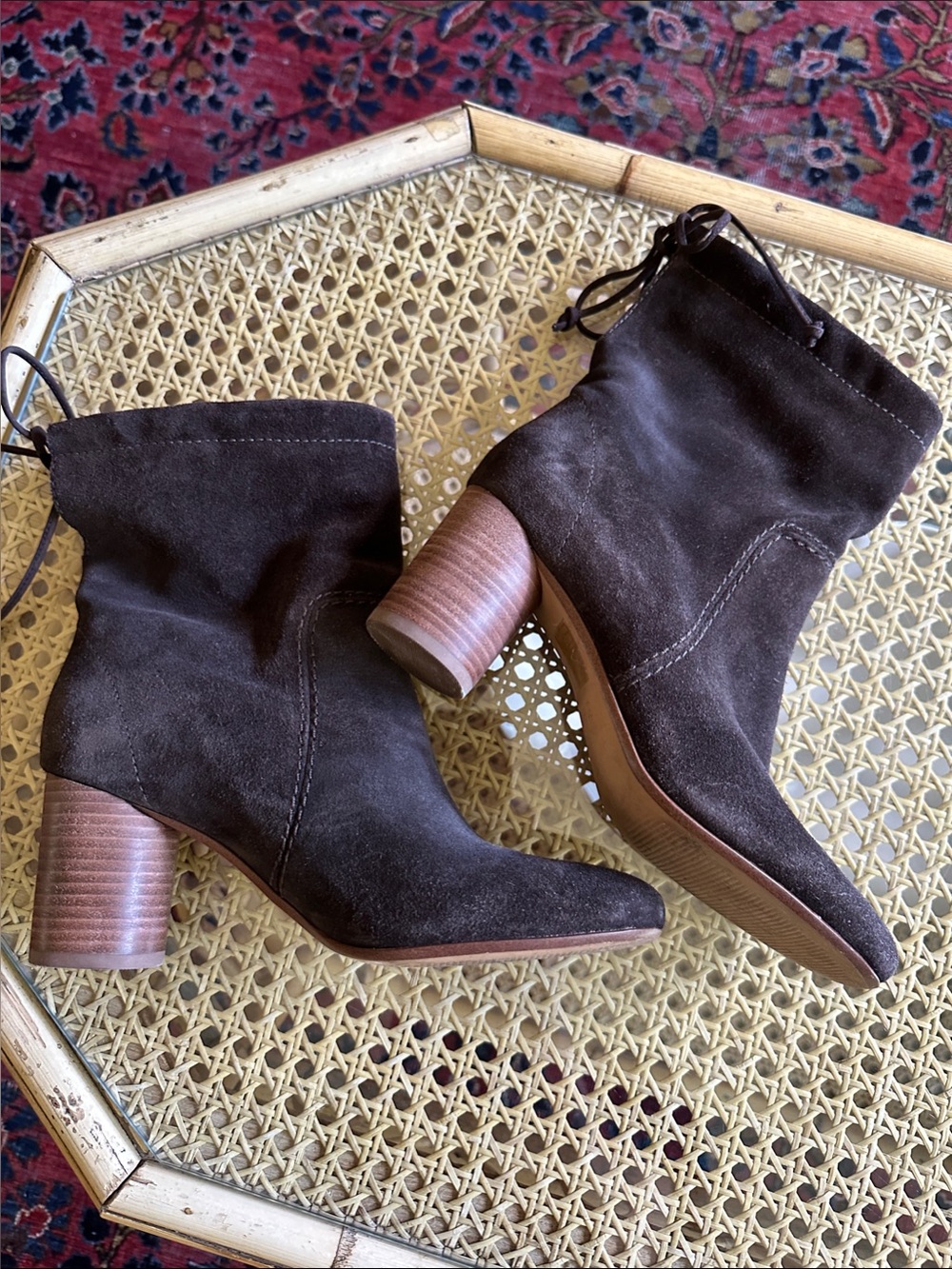 Madewell Women’s Dark Brown Suede Block Heel Ankle Boots 6.5